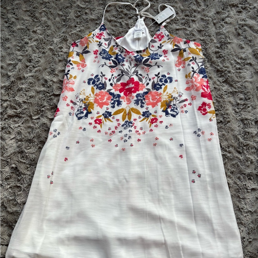 Floral Dress - White with Multicolor Accents